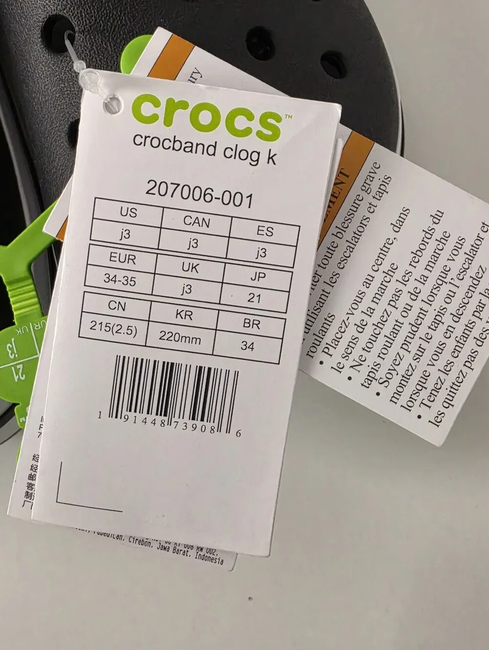 Crocs Kids Unisex Crocband Clog Size J3 NWT